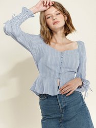 Stripe Off Shoulder Blouse in Blue