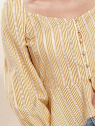 Stripe Off Shoulder Blouse in Yellow