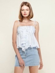 Tie Front Flared Cami Blouse in Oceanstripe