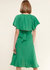 Tie Waist Cape Sleeve Cropped Blouse in Kelly Green