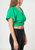 Tie Waist Cape Sleeve Cropped Blouse in Kelly Green