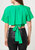 Tie Waist Cape Sleeve Cropped Blouse in Kelly Green