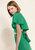 Tie Waist Cape Sleeve Cropped Blouse in Kelly Green