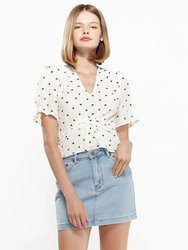 Triangle Print Puff Sleeve Blouse in White triangle - White triangle