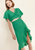 Women's Asymmetrical Hem Button Front Skirt in Kelly Green