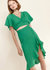 Women's Asymmetrical Hem Button Front Skirt in Kelly Green