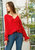 Women's Asymmetrical Shoulder Ruffle Blouse in Red - Red