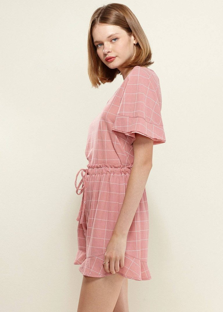 Women's Grid Print Blouse in Pinkwindow