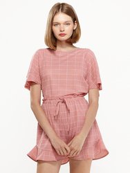 Women's Grid Print Blouse in Pinkwindow - Pinkwindow