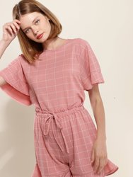 Women's Grid Print High-waist Shorts in Pink Window - Pink Window