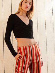 Women's Hi-waisted Cropped Pants in Poppy Multi