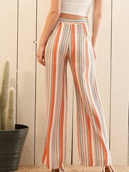 Women's Multi Stripe High-waisted Palazzo in Rust Multi