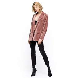 Women's Velvet Blazer With Flap Pockets In Rogue