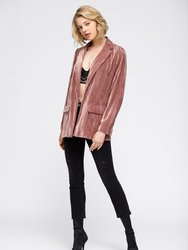 Women's Velvet Blazer With Flap Pockets In Rogue