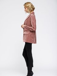 Women's Velvet Blazer With Flap Pockets In Rogue - Rogue