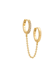 Double Huggie Chain Earring - Gold