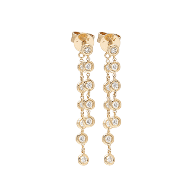 Front To Back Diamond Drop Earrings - Gold