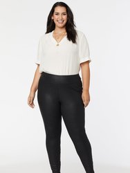 Coated Legging Pants In Plus Size - Black - Black