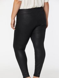 Coated Legging Pants In Plus Size - Black