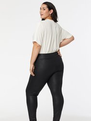 Coated Legging Pants In Plus Size - Black