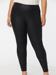 Coated Legging Pants In Plus Size - Black