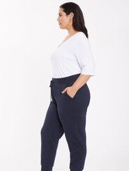 Drawstring Jogger Pants In Plus Size - Oxford Navy