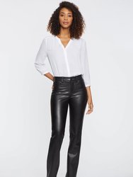 Faux Leather Marilyn Straight Pants In Petite - Black