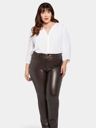 Faux Leather Marilyn Straight Pants In Plus Size - Cordovan