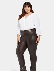 Faux Leather Marilyn Straight Pants In Plus Size - Cordovan