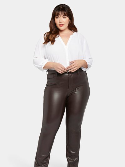 NYDJ Faux Leather Marilyn Straight Pants In Plus Size - Cordovan product