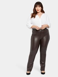 Faux Leather Marilyn Straight Pants In Plus Size - Cordovan