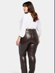 Faux Leather Marilyn Straight Pants In Plus Size - Cordovan