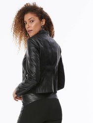 Faux Leather Moto Jacket - Jet Black