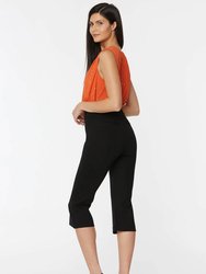 Flared Pedal Pusher Pants - Black