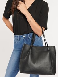 Leather Tote Bag With Pouch