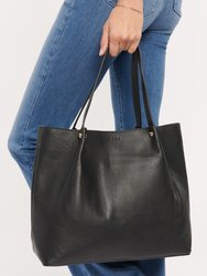 Leather Tote Bag With Pouch
