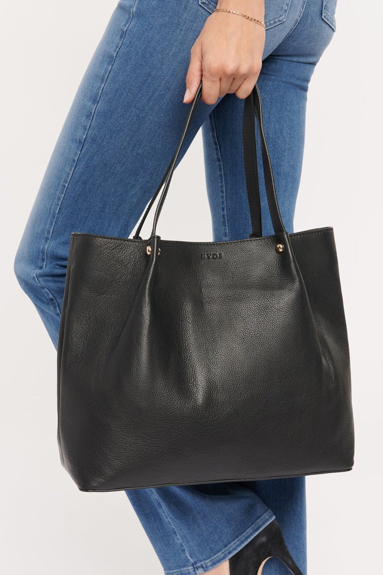 Leather Tote Bag With Pouch