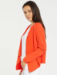 Open Front Sweatshirt Jacket - Orange Poppy