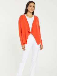 Open Front Sweatshirt Jacket - Orange Poppy