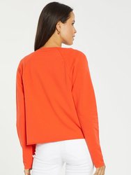 Open Front Sweatshirt Jacket - Orange Poppy - Orange Poppy