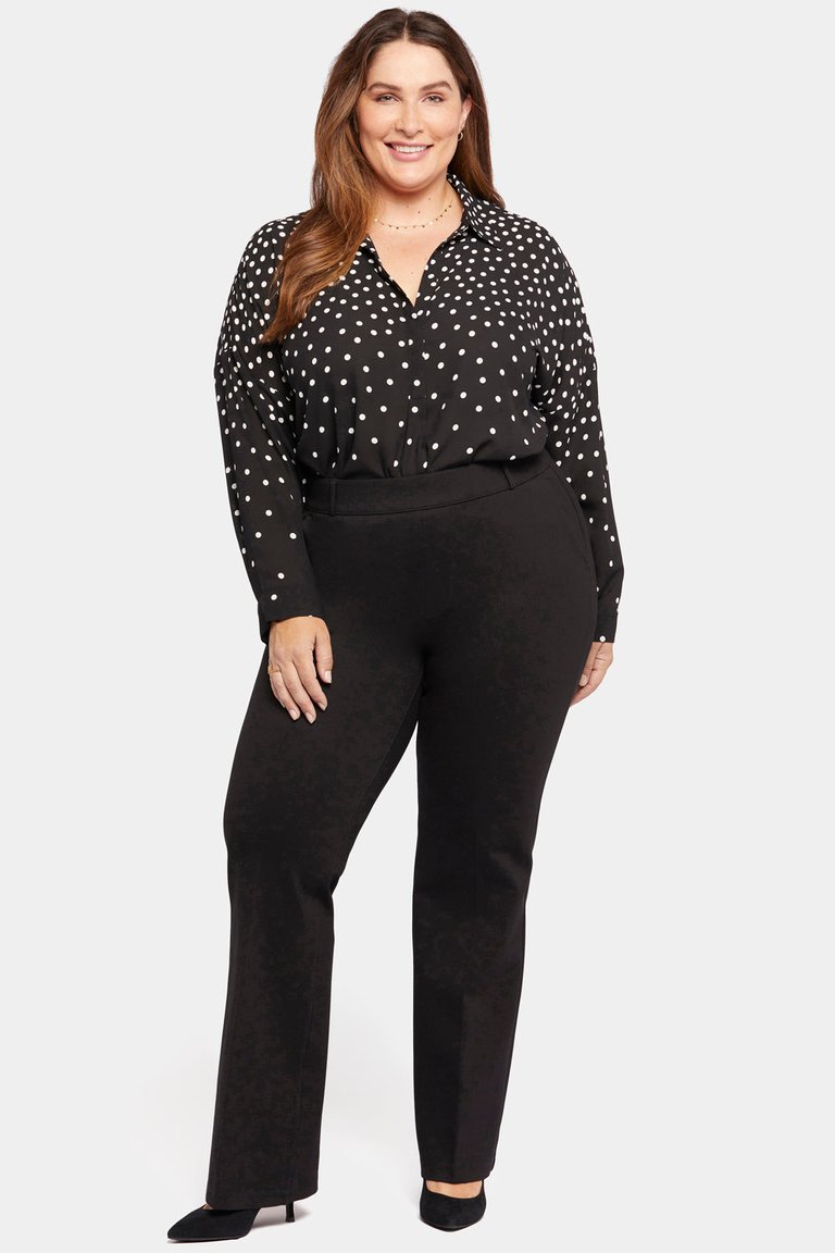 Pull-On Flared Trouser Pants In Plus Size - Black