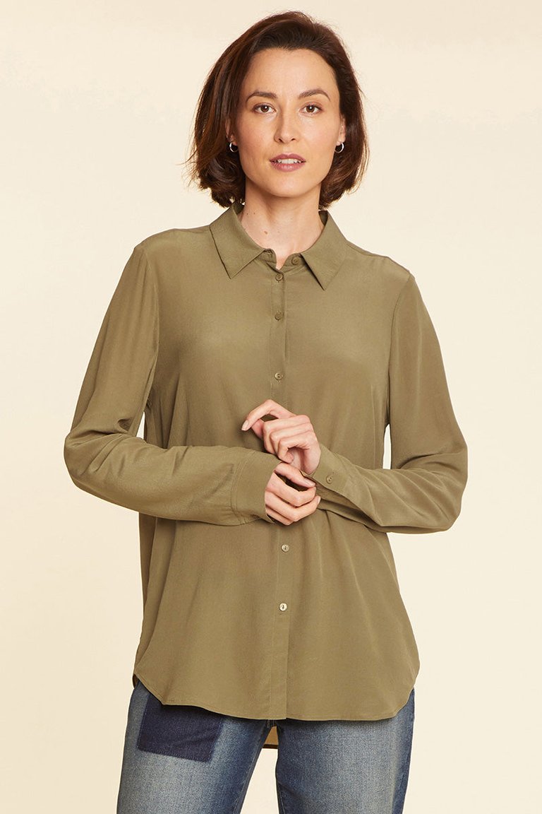 Riley Silk Blouse - Martini Olive - Martini Olive