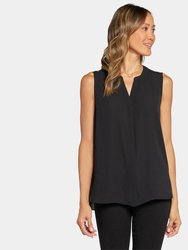 Sleeveless Pintuck Blouse - Black