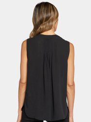 Sleeveless Pintuck Blouse - Black