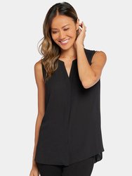 Sleeveless Pintuck Blouse - Black