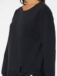 Tie Front Sweatshirt - Black