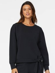 Tie Front Sweatshirt - Black - Black