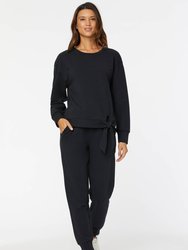 Tie Front Sweatshirt - Black