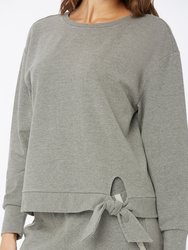 Tie Front Sweatshirt - Light Heather Grey