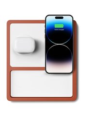 DUO TRAY White - 2-in-1 MagSafe Oak Wireless Charger with USB-C and A Ports Support